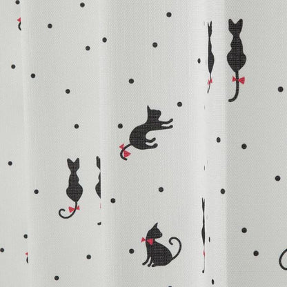 カーテン 4枚セット 約幅100×長さ200cm 猫柄 ドレープ・レース×各2枚 洗える タッセル付き 形状記憶 にゃーとニャン ミックス