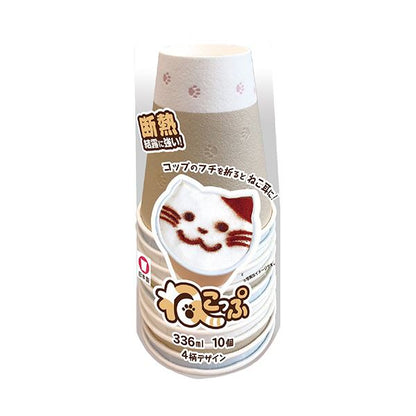 （まとめ） 日本デキシー断熱レリーフカップ ねこっぷ 336ml（11オンス） KDPR11NN 1パック（10個） 【×10セット】