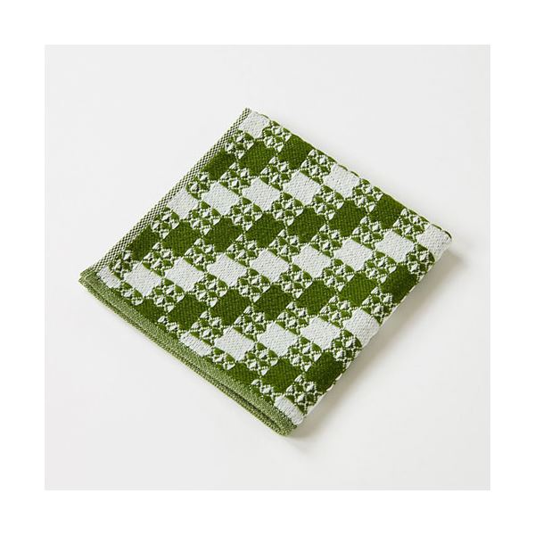 【5個セット】楠橋紋織 くすばしタオル わた音 しゅすワッフル ハンカチタオル 約25cm×25cm グリーン 1-65610-86-GX5