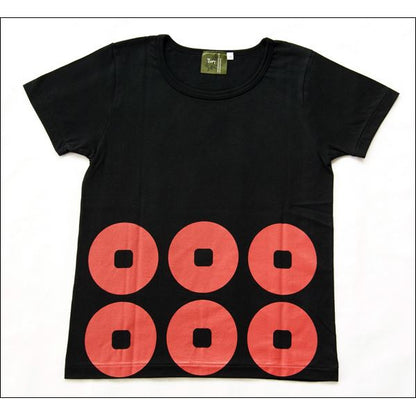 戦国武将Tシャツ 【真田幸村 六連銭】 Sサイズ 半袖 綿100% 日本製 ブラック(黒) 〔Uネック おもしろ〕