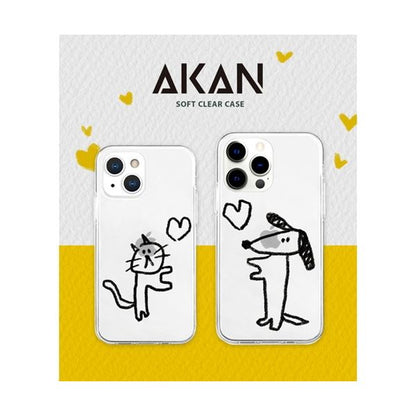AKAN ソフトクリアケース for iPhone 13 Pro ネコハート AK21015i13P