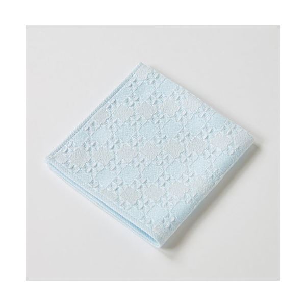 【5個セット】楠橋紋織 くすばしタオル わた音 しゅすワッフル ハンカチタオル 約25cm×25cm ブルー 1-65610-86-BX5