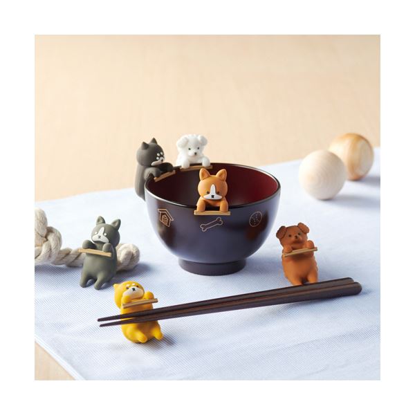 （まとめ） イシダ猫の箸＆箸置きセット だっこ猫 ちゃとら 1膳 【×5セット】