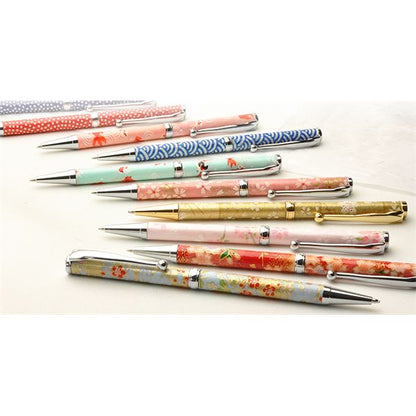 日本製 ハンドメイド ボールペン/文房具 【うさぎ市松 桃色】 美濃和紙 友禅紙 0.7mm 文具 オフィス用品 ステーショナリー