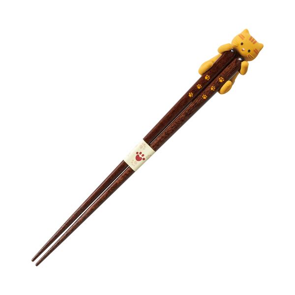 （まとめ） イシダ猫の箸＆箸置きセット だっこ猫 ちゃとら 1膳 【×5セット】