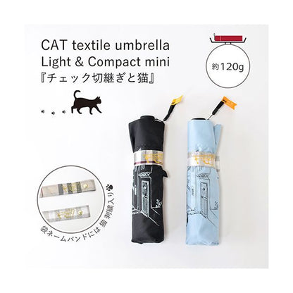 三国 MKN 50cm 折りたたみ傘 軽量コンパクト チェック切継ぎと猫 Tiny mini 5本骨のミニタイプ サックス(ライトブルー) A2112373