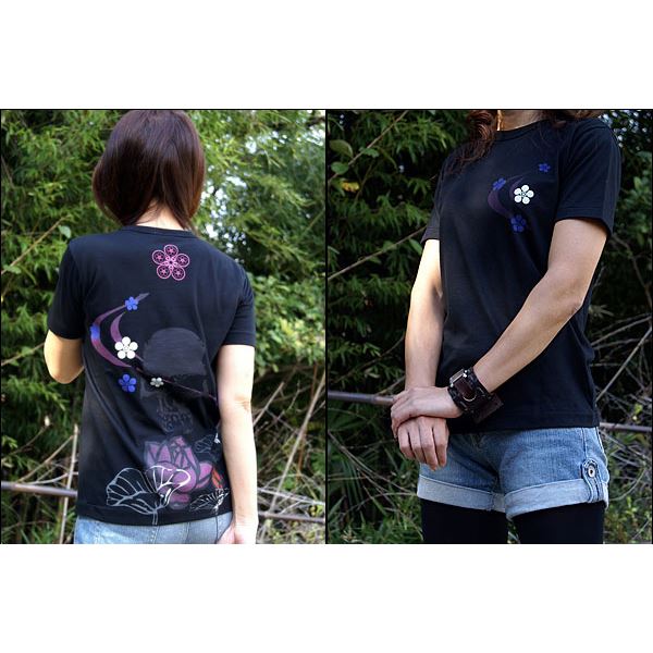 戦国武将Tシャツ 【前田慶次 髑髏と蓮】 XSサイズ 半袖 ブラック(黒) 〔Uネック おもしろ〕