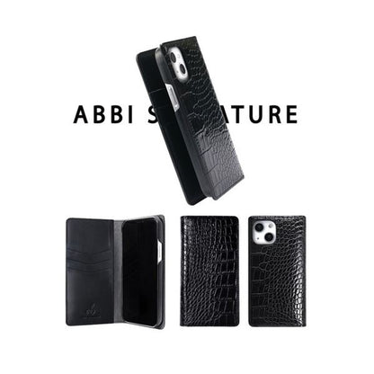 abbi SIGNATURE LIPARI イタリアンレザーダイアリーケース for iPhone 13 Pro Max ブラック ABS21822i13PMBK