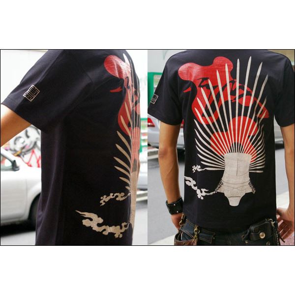戦国武将Tシャツ 【豊臣秀吉 馬蘭後立付兜】 XSサイズ 半袖 綿100% ブラック(黒) 〔Uネック おもしろ〕