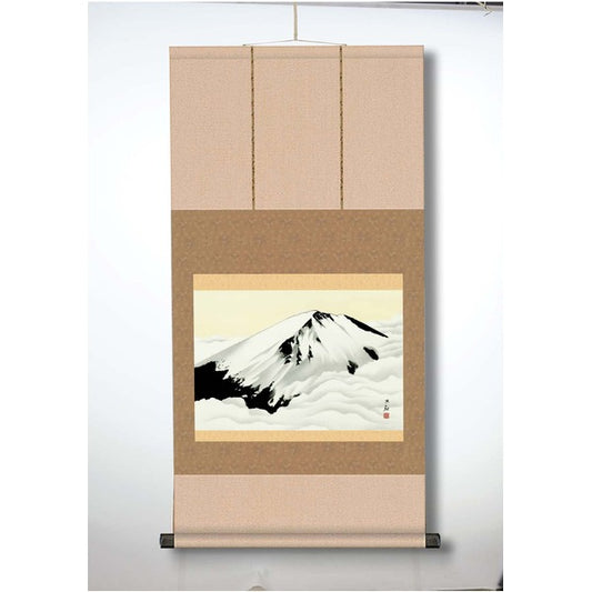 〔 横山大観生誕150年 〕 富士図 富士絵画 高精彩特色技術絵 横山大観 霊峰富士 掛軸 尺三 冨士聳ゆ