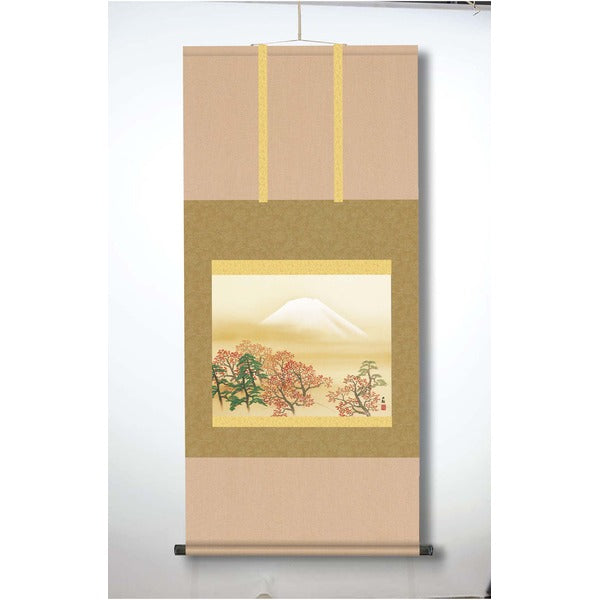 〔 横山大観生誕150年 〕 富士図 富士絵画 高精彩特色技術絵 横山大観 霊峰富士 掛軸 尺五 日本心神