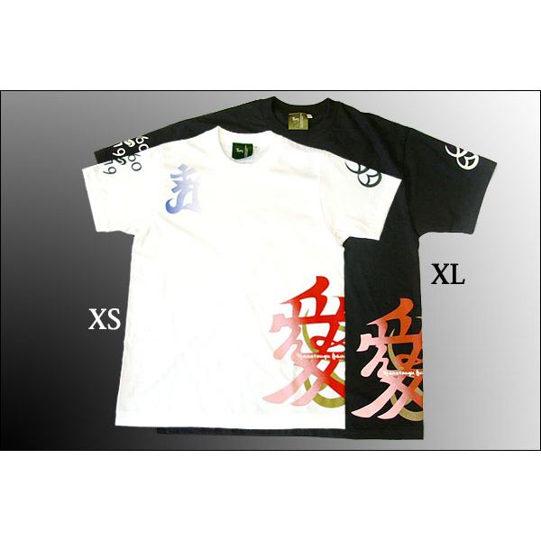 戦国武将Tシャツ 【直江兼続 愛】 Sサイズ 半袖 綿100% ホワイト(白) 〔Uネック おもしろ〕
