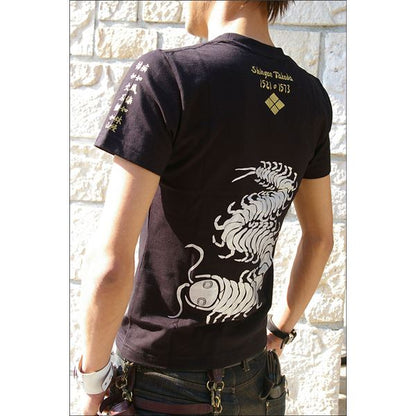 戦国武将Tシャツ 【武田信玄 復刻】 XSサイズ えんじ 半袖 綿100% 〔Uネック おもしろ〕