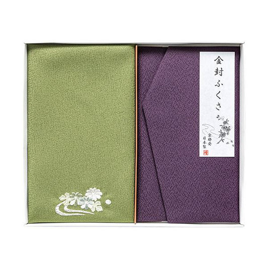 洛北 刺繍入り金封包み&金封ふくさ 紫 金封包み38×37cm、金封ふくさ20×12cm B1055678
