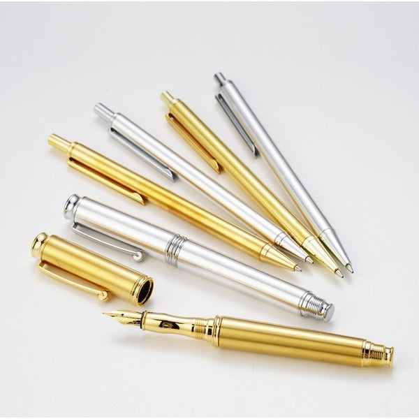 金属 万年筆/文房具 【アルミ シルバーカラー】 日本製 中太字 文具 オフィス用品 ステーショナリー『Metal Pen』