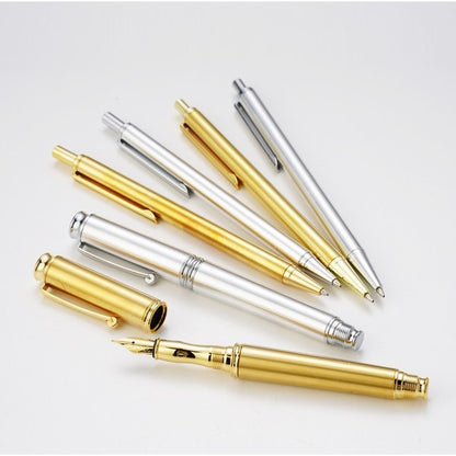 金属 万年筆/文房具 【アルミ シルバーカラー】 日本製 中太字 文具 オフィス用品 ステーショナリー『Metal Pen』