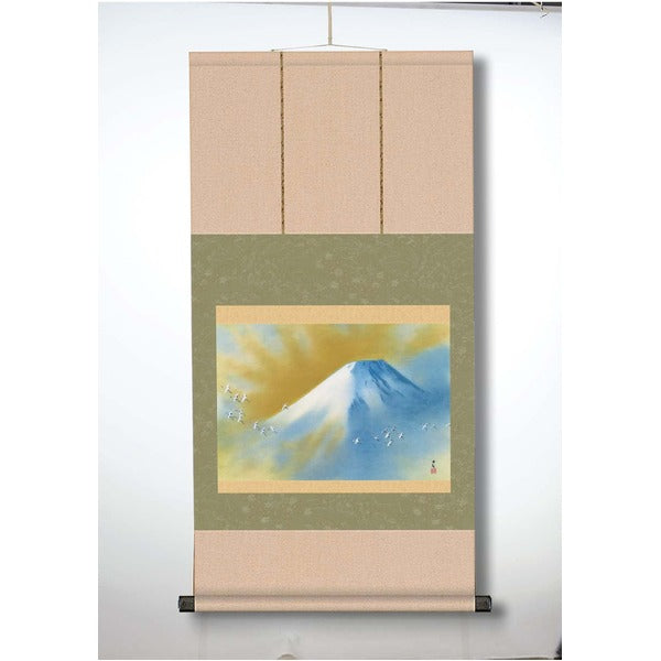 〔 横山大観生誕150年 〕 富士図 富士絵画 高精彩特色技術絵 横山大観 霊峰富士 掛軸 尺三 霊峰飛鶴