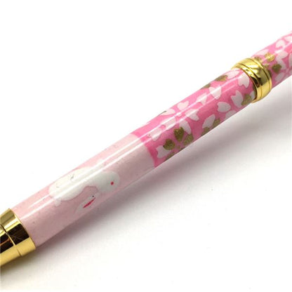日本製 ハンドメイド ボールペン/文房具 【うさぎ市松 桃色】 美濃和紙 友禅紙 0.7mm 文具 オフィス用品 ステーショナリー