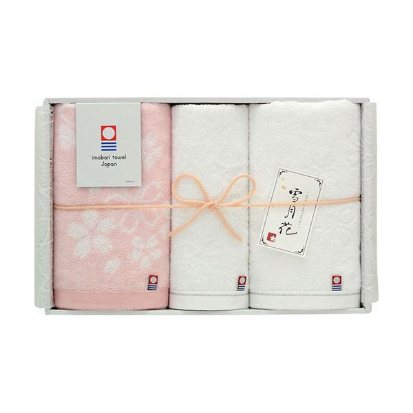 今治タオル 雪月花～さくら～ フェイスタオル2P&ウォッシュタオル フェイスタオル34×75cm、ウォッシュタオル34×35cm B1070628