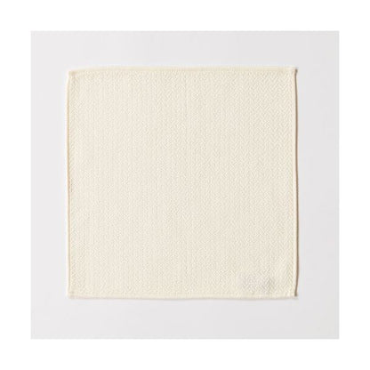(まとめ) 楠橋紋織 くすばしタオル わた音 ヘリンボン ハンカチタオル 約25cm×25cm オフホワイト 1-65607-86-OW 【×5セット】