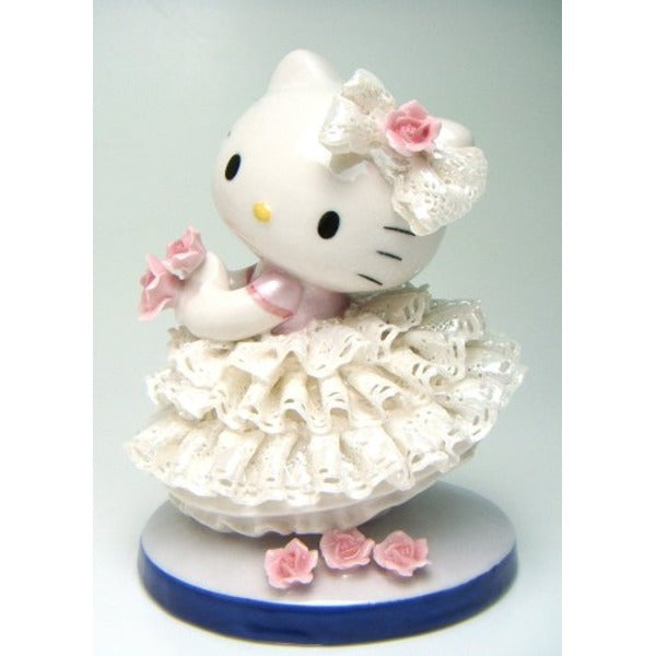 Hello Kitty ハローキティ レースドール 陶製人形 ホワイト 磁器 高さ14×ベース径11cm 日本製【代引不可】