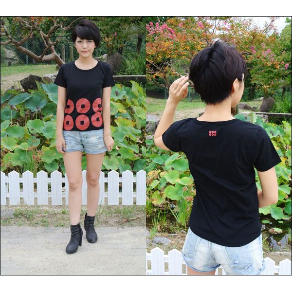 戦国武将Tシャツ 【真田幸村 六連銭】 XLサイズ 半袖 綿100% ブラック(黒) 〔メンズ 大きいサイズ Uネック おもしろ〕