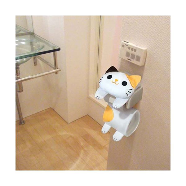 【3セット】 明邦 ねこのトイレロールペーパーホルダー ミケ ME369X3