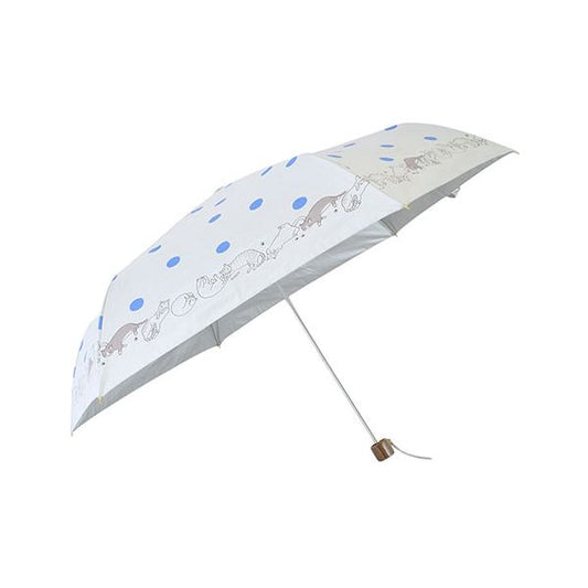 三国 MKN シルバーコーティング雨晴兼用 55cm耐風楽ミニ傘 猫と水玉 オフホワイト S2712001