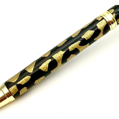 日本製 ハンドメイド ボールペン/文房具 【金箔変り玉・黒金】 クロスタイプ 芯：0.7mm 美濃和紙 友禅紙 文具 オフィス用品