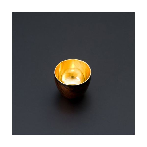 ウチキ 漆磨 漆塗りカップ 白檀 (びゃくだん) ぐい呑 黒 (二重構造 内金メッキ) SCW-GK501