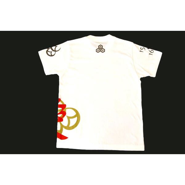 戦国武将Tシャツ 【直江兼続 愛】 Sサイズ 半袖 綿100% ホワイト(白) 〔Uネック おもしろ〕