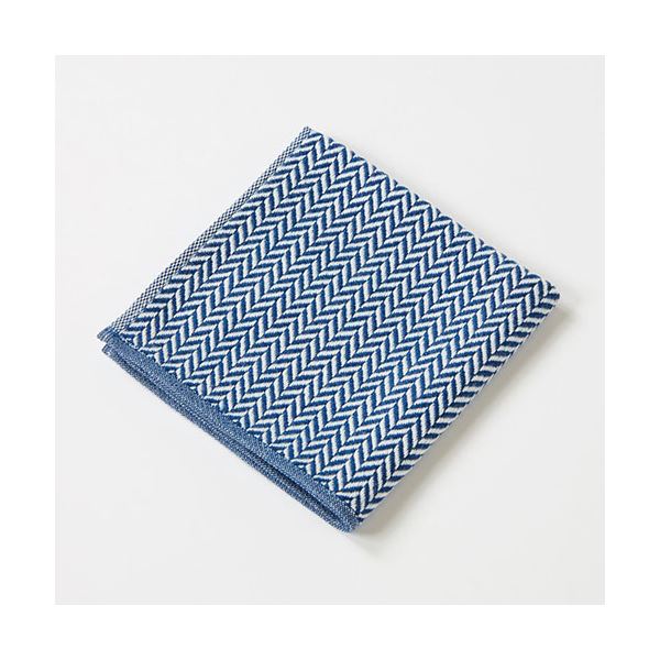 (まとめ) 楠橋紋織 くすばしタオル わた音 ヘリンボン ハンカチタオル 約25cm×25cm ネイビー 1-65608-86-KON 【×5セット】