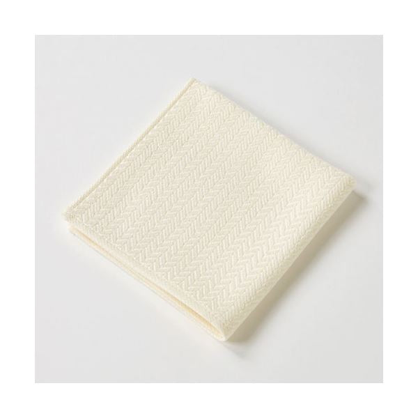 (まとめ) 楠橋紋織 くすばしタオル わた音 ヘリンボン ハンカチタオル 約25cm×25cm オフホワイト 1-65607-86-OW 【×5セット】