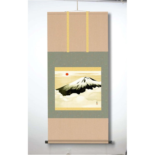 〔 横山大観生誕150年 〕 富士図 富士絵画 高精彩特色技術絵 横山大観 霊峰富士 掛軸 尺五 霊峰不二