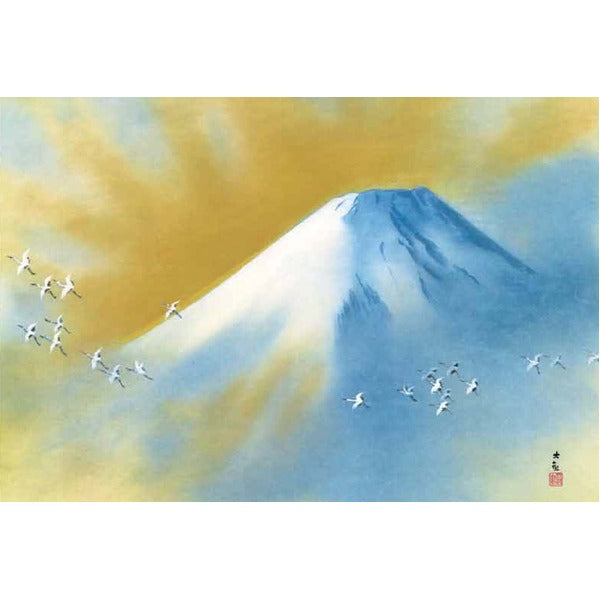 〔 横山大観生誕150年 〕 富士図 富士絵画 高精彩特色技術絵 横山大観 霊峰富士 掛軸 尺三 霊峰飛鶴