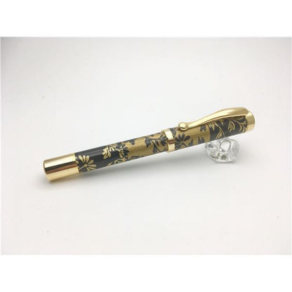日本製 万年筆 /文房具 【月光・秋の七草 黒色】 美濃和紙 友禅紙 文具 オフィス用品 ステーショナリー