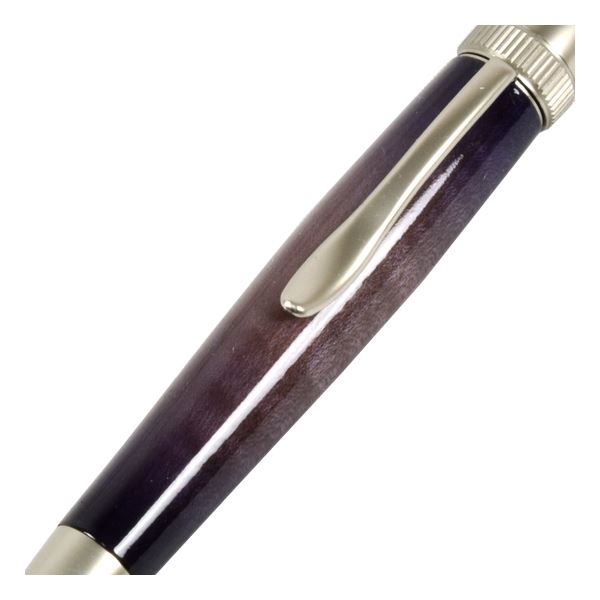 キャンディカラー ボールペン/文房具 【Purple カーリーメイプル】 パーカータイプ 芯：0.7mm 日本製 文具 『Air Brush Wood Pen』