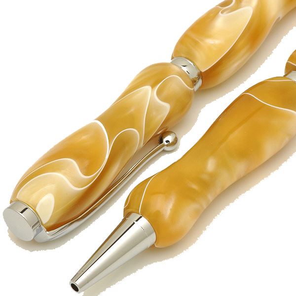 アクリルボールペン/文房具 【シャインゴールド Beige】 クロスタイプ 芯：0.7mm 日本製 文具 オフィス用品 『Marble Pen』