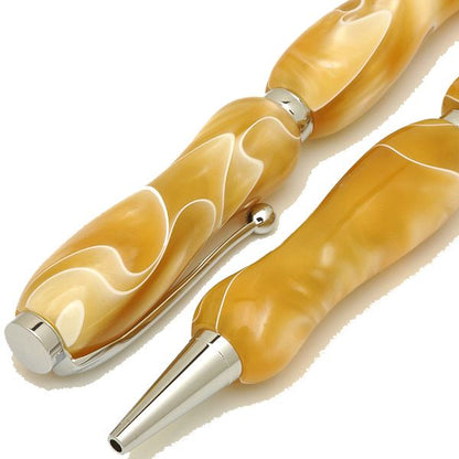 アクリルボールペン/文房具 【シャインゴールド Beige】 クロスタイプ 芯：0.7mm 日本製 文具 オフィス用品 『Marble Pen』