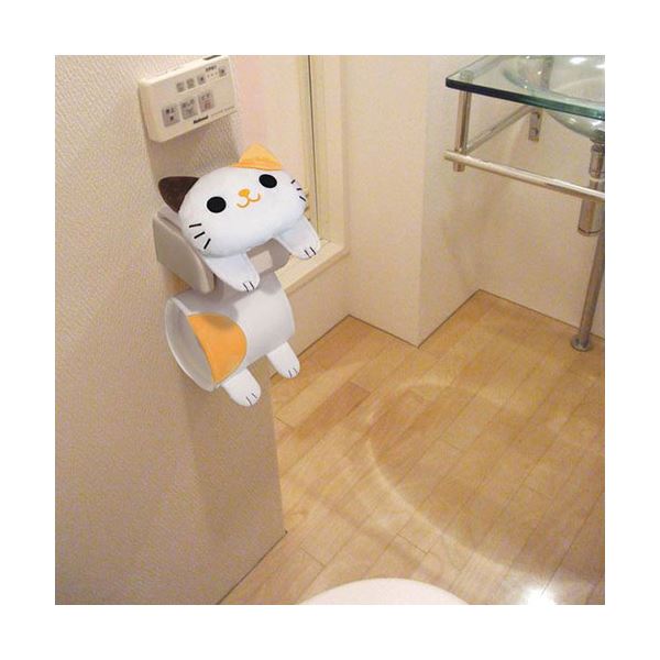 【3セット】 明邦 ねこのトイレロールペーパーホルダー ミケ ME369X3