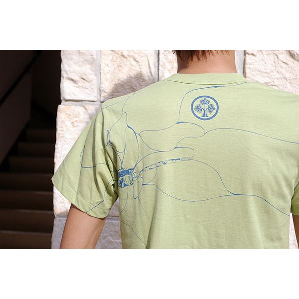 戦国武将Tシャツ 【本多忠勝 蜻蛉切】 Mサイズ 半袖 わさび色(グリーン) 〔Uネック おもしろ〕