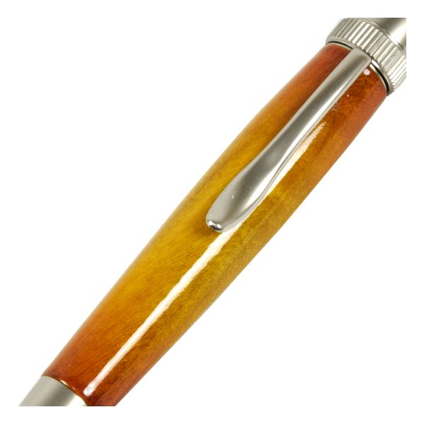 キャンディカラー ボールペン/文房具 【Yellow カーリーメイプル】 パーカータイプ 芯：0.7mm 日本製 文具 『Air Brush Wood Pen』