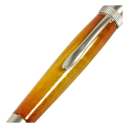 キャンディカラー ボールペン/文房具 【Yellow カーリーメイプル】 パーカータイプ 芯：0.7mm 日本製 文具 『Air Brush Wood Pen』