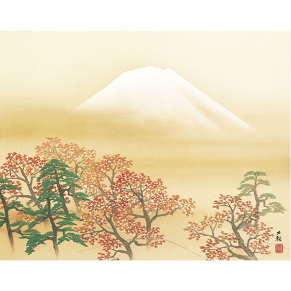 〔 横山大観生誕150年 〕 富士図 富士絵画 高精彩特色技術絵 横山大観 霊峰富士 掛軸 尺五 日本心神
