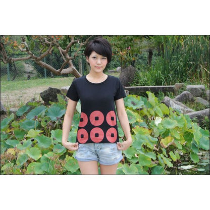 戦国武将Tシャツ 【真田幸村 六連銭】 XLサイズ 半袖 綿100% ブラック(黒) 〔メンズ 大きいサイズ Uネック おもしろ〕