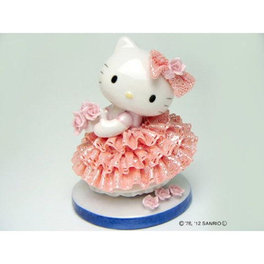 Hello Kitty ハローキティ レースドール 陶製人形 ピンク 磁器 高さ14×ベース径11cm 日本製【代引不可】