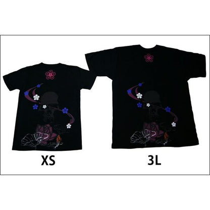 戦国武将Tシャツ 【前田慶次 髑髏と蓮】 Mサイズ 半袖 ブラック(黒) 〔Uネック おもしろ〕
